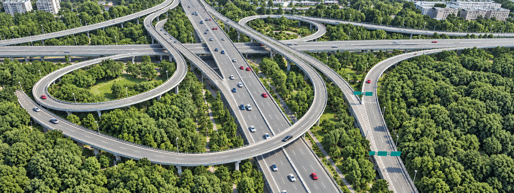 Green Lighting LED road light installation — daytime